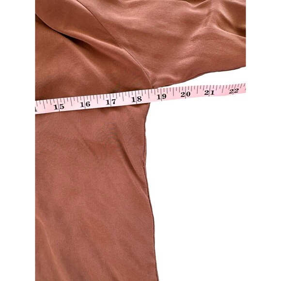 Aritzia Wilfred Brown Silk Button Down Blouse SZ XXS Classic Feminine Classy Top - Picture 3 of 7